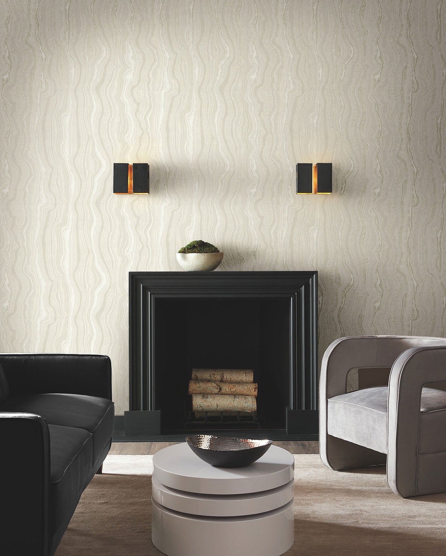 Candice Olson Mineral Shimmer White & Pearl Decadence Wallpaper by York Wallcoverings