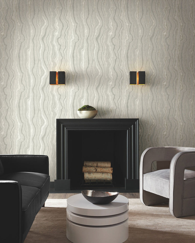 Candice Olson Mineral Shimmer Grey & Pearl Decadence Wallpaper by York Wallcoverings