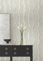 Candice Olson Mineral Shimmer Grey & Pearl Decadence Wallpaper by York Wallcoverings