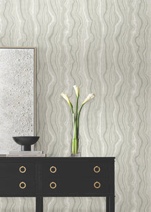 Candice Olson Mineral Shimmer Grey & Pearl Decadence Wallpaper by York Wallcoverings