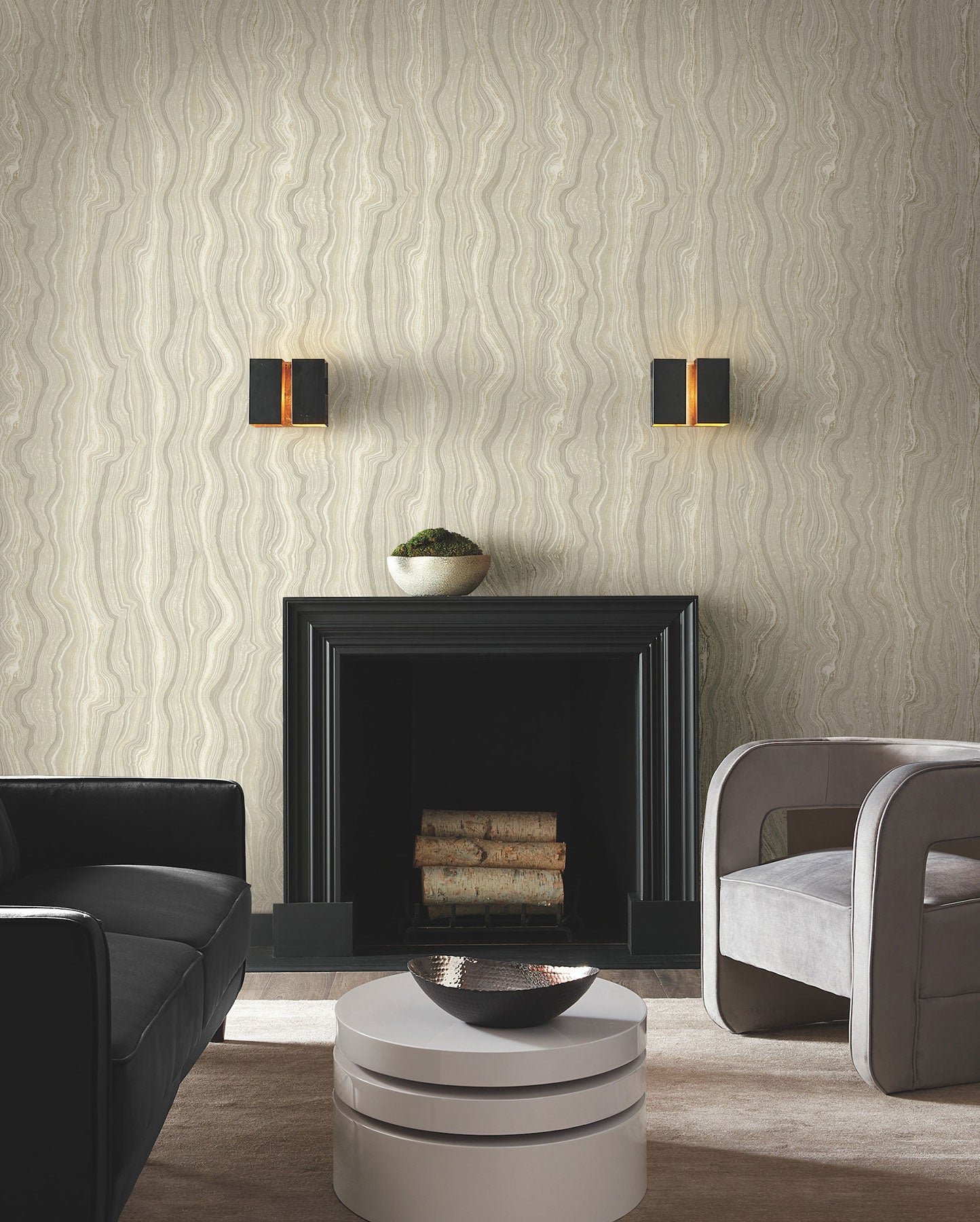 Candice Olson Mineral Shimmer Warm Neutral & Pearl Decadence Wallpaper by York Wallcoverings