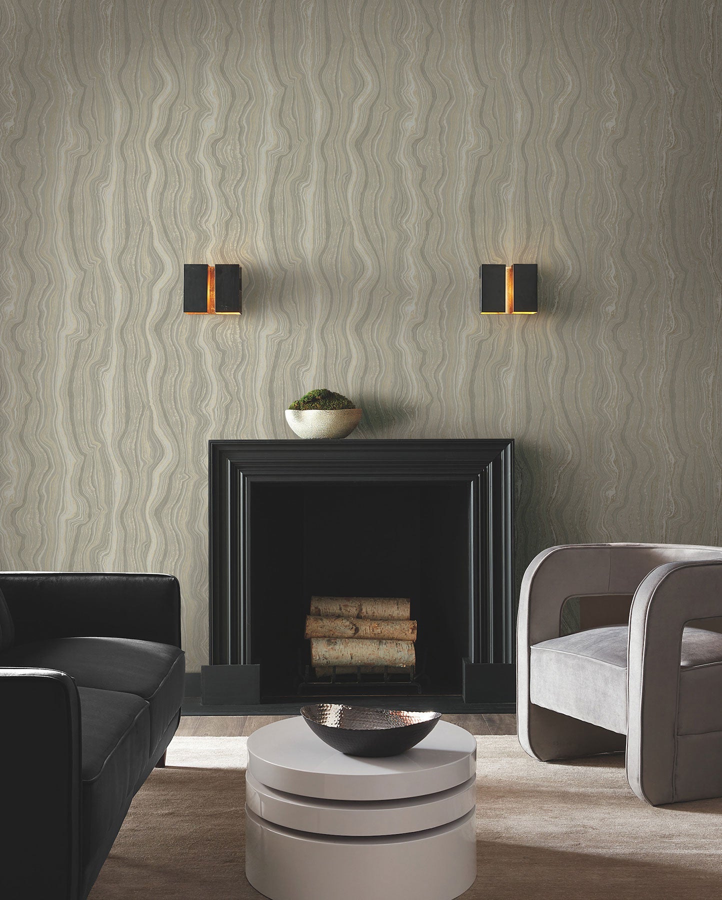 Candice Olson Mineral Shimmer Taupe & Pearl Decadence Wallpaper by York Wallcoverings