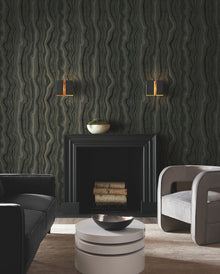 Candice Olson Mineral Shimmer Black & Gold Decadence Wallpaper by York Wallcoverings