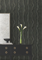 Candice Olson Mineral Shimmer Black & Gold Decadence Wallpaper by York Wallcoverings