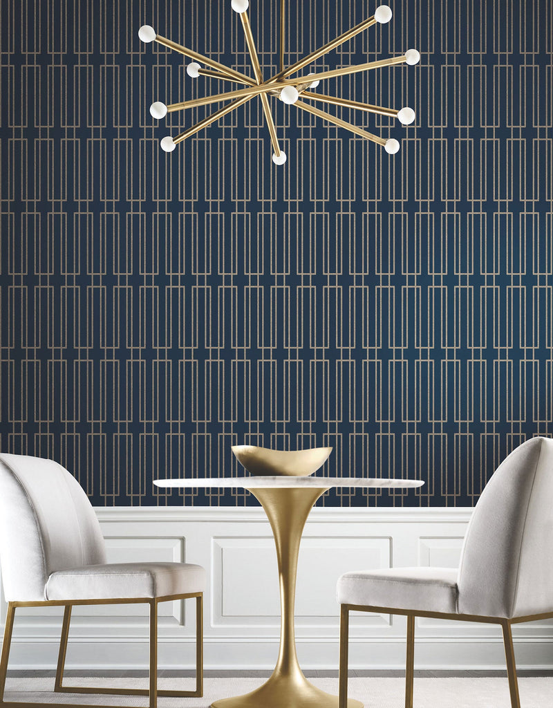 Candice Olson Terrace Navy Decadence Wallpaper by York Wallcoverings