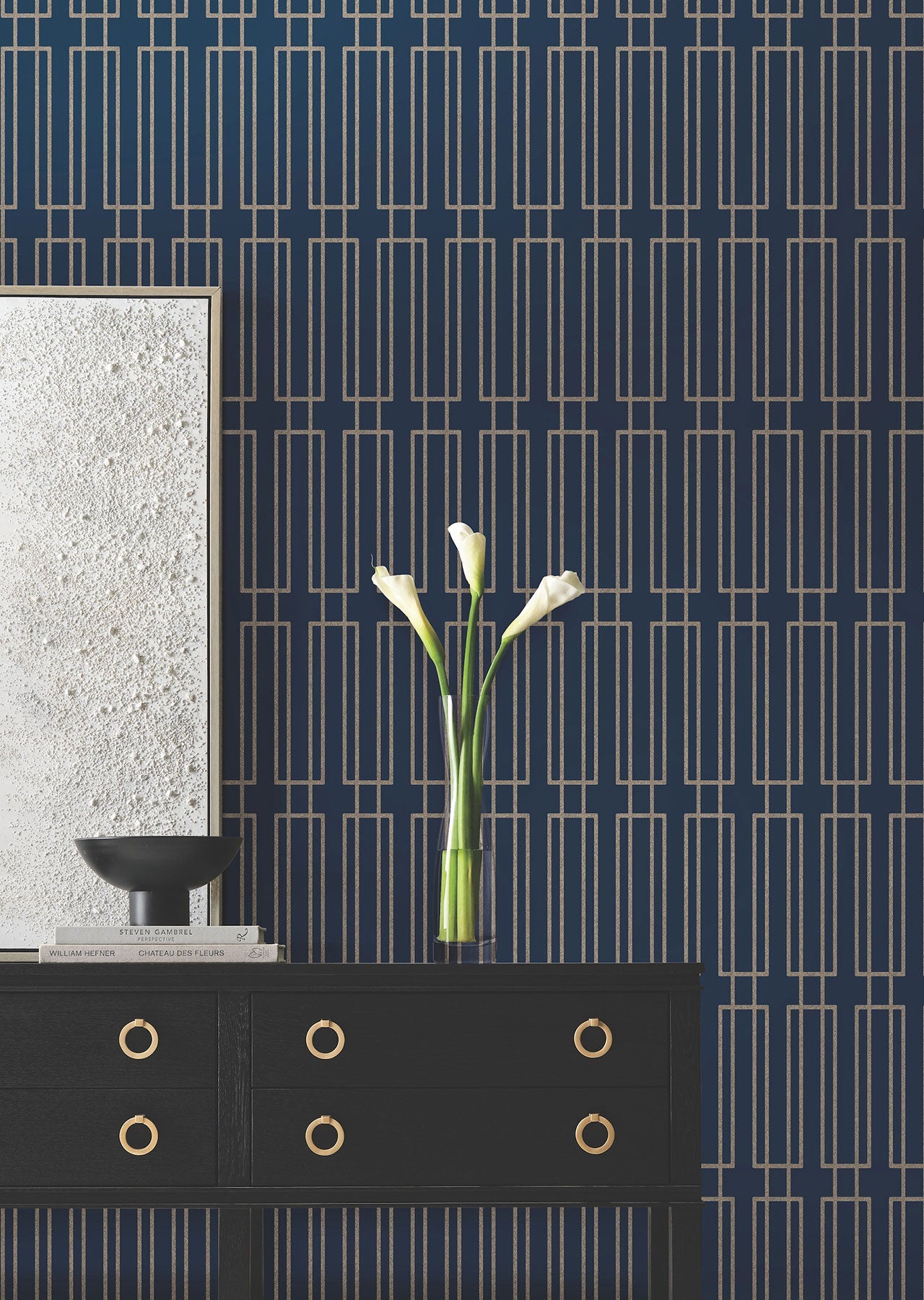 Candice Olson Terrace Navy Decadence Wallpaper by York Wallcoverings