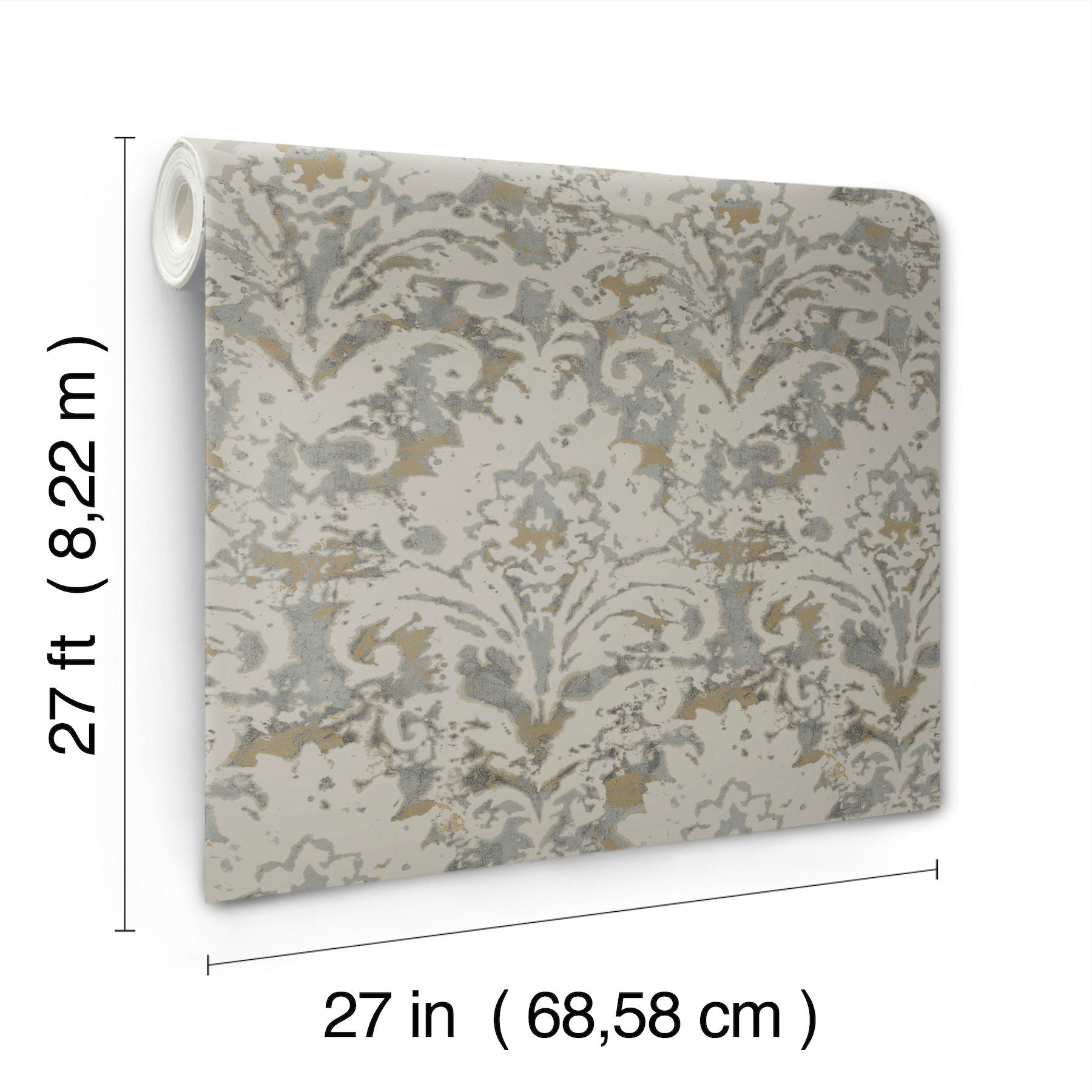 Candice Olson Velvet Crush Damask Taupe & Gold Decadence Wallpaper by York Wallcoverings