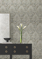 Candice Olson Velvet Crush Damask Taupe & Gold Decadence Wallpaper by York Wallcoverings