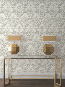 Candice Olson Velvet Crush Damask Soft Neutral & Pearl Decadence Wallpaper by York Wallcoverings