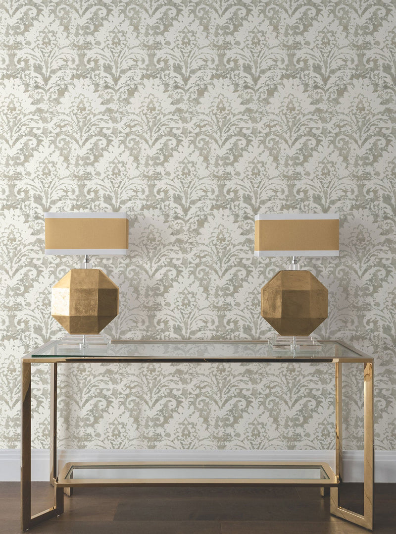 Candice Olson Velvet Crush Damask Soft Neutral & Pearl Decadence Wallpaper by York Wallcoverings