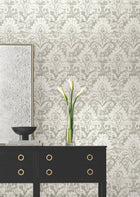 Candice Olson Velvet Crush Damask Soft Neutral & Pearl Decadence Wallpaper by York Wallcoverings