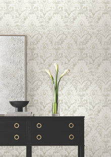 Candice Olson Velvet Crush Damask Cream & Pearl Decadence Wallpaper by York Wallcoverings