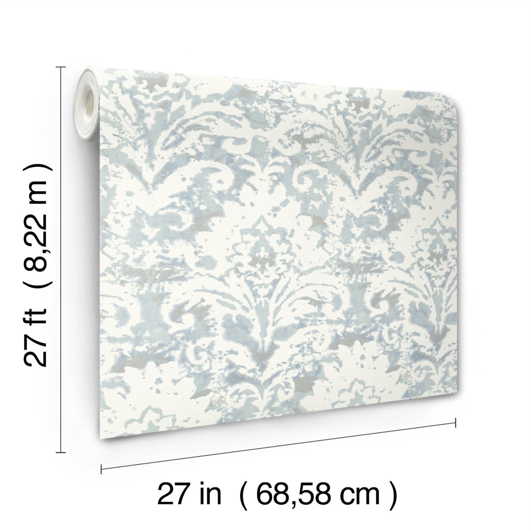 Candice Olson Velvet Crush Damask Blue & Pearl Decadence Wallpaper by York Wallcoverings
