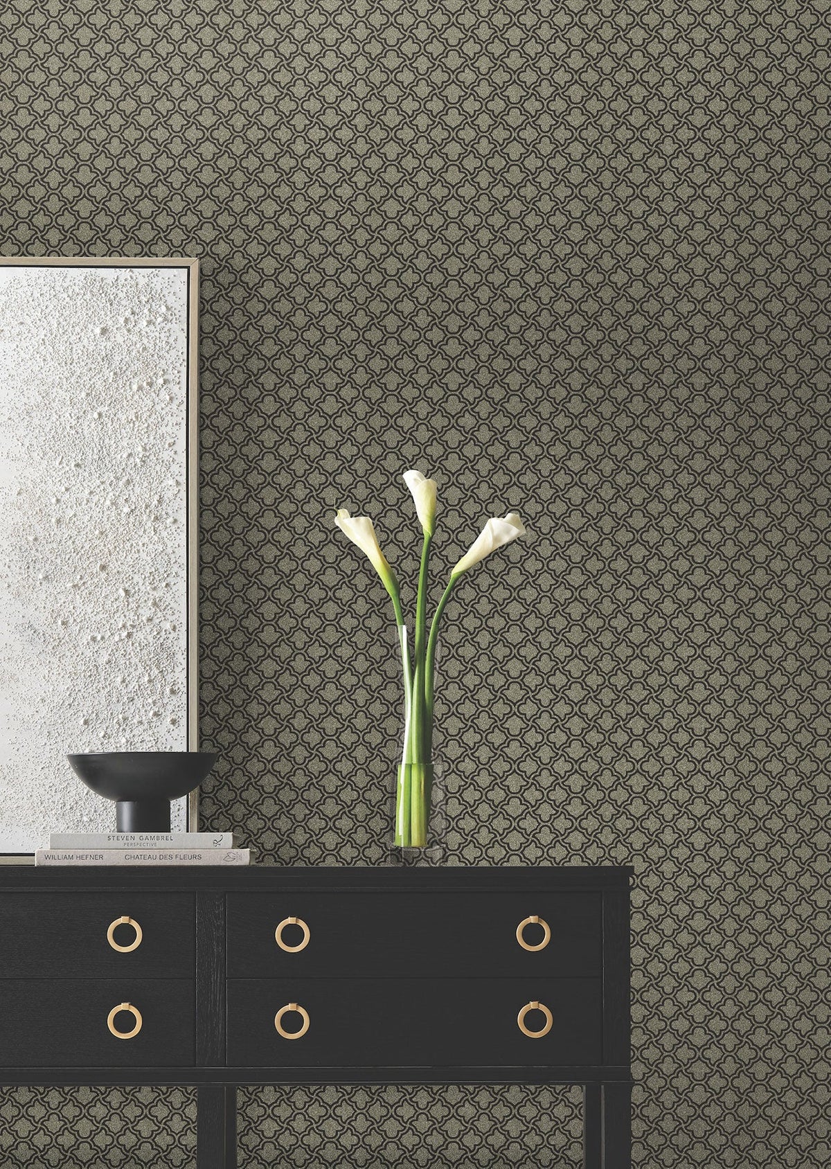 Candice Olson Uptown Glam Black & Gold Decadence Wallpaper by York Wallcoverings