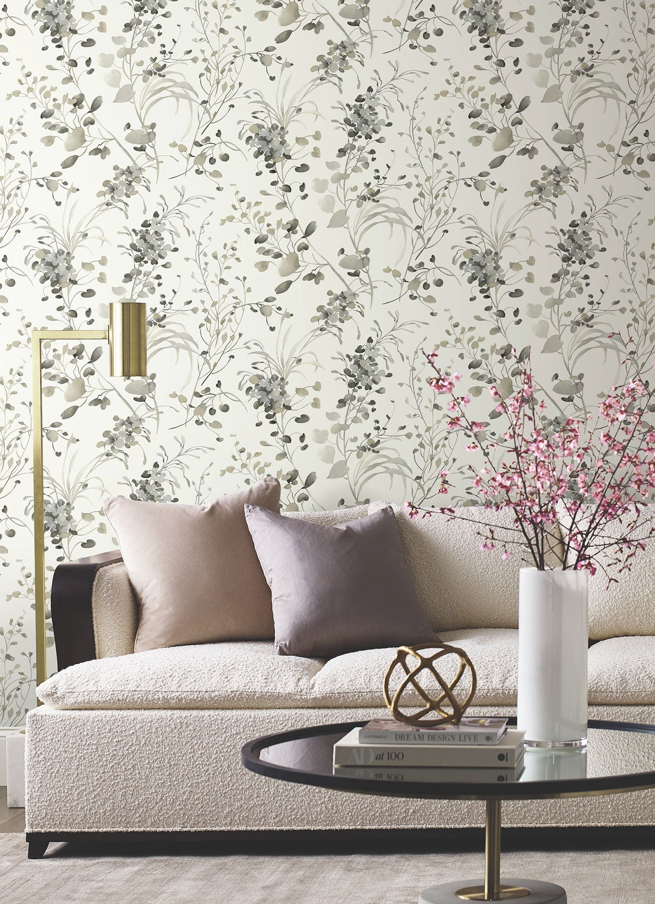 Candice Olson Spring Whispers Charcoal Decadence Wallpaper by York Wallcoverings