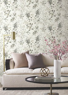 Candice Olson Spring Whispers Charcoal Decadence Wallpaper by York Wallcoverings