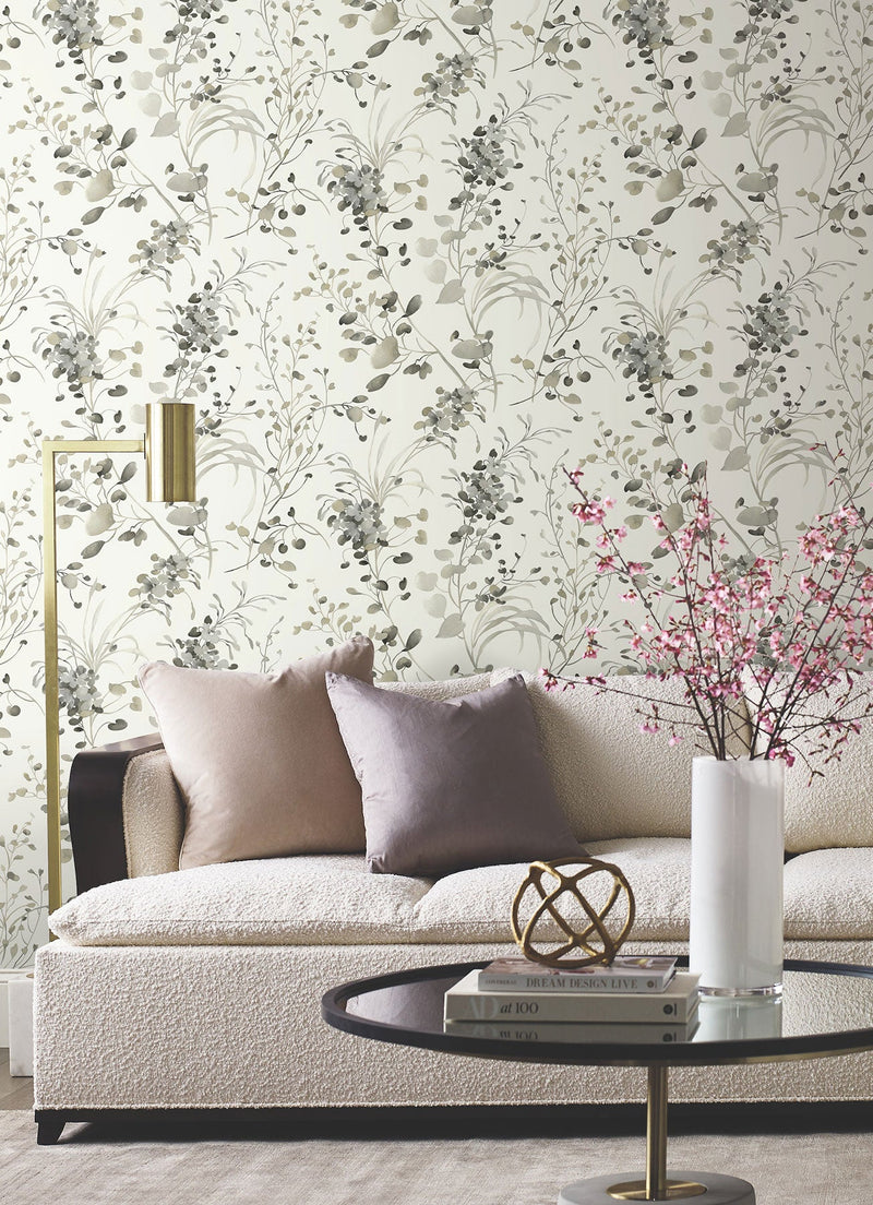 Candice Olson Spring Whispers Charcoal Decadence Wallpaper by York Wallcoverings