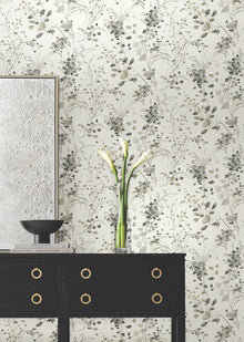 Candice Olson Spring Whispers Charcoal Decadence Wallpaper by York Wallcoverings
