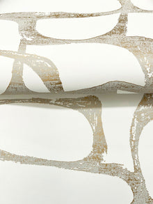 Candice Olson Craftsman Geometric White & Gold Decadence Wallpaper by York Wallcoverings