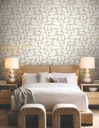 Candice Olson Craftsman Geometric White & Gold Decadence Wallpaper by York Wallcoverings