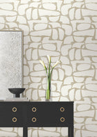 Candice Olson Craftsman Geometric White & Gold Decadence Wallpaper by York Wallcoverings