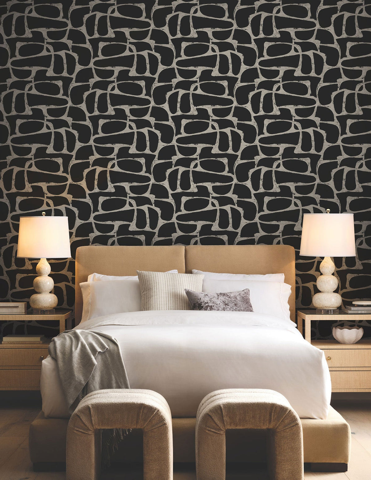 Candice Olson Craftsman Geometric Black Decadence Wallpaper by York Wallcoverings