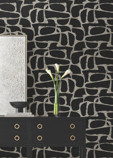 Candice Olson Craftsman Geometric Black Decadence Wallpaper by York Wallcoverings