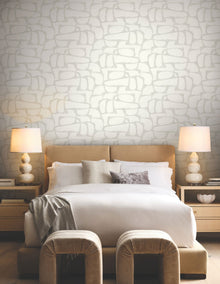 Candice Olson Craftsman Geometric White & Soft Grey Decadence Wallpaper by York Wallcoverings