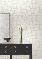 Candice Olson Craftsman Geometric White & Soft Grey Decadence Wallpaper by York Wallcoverings