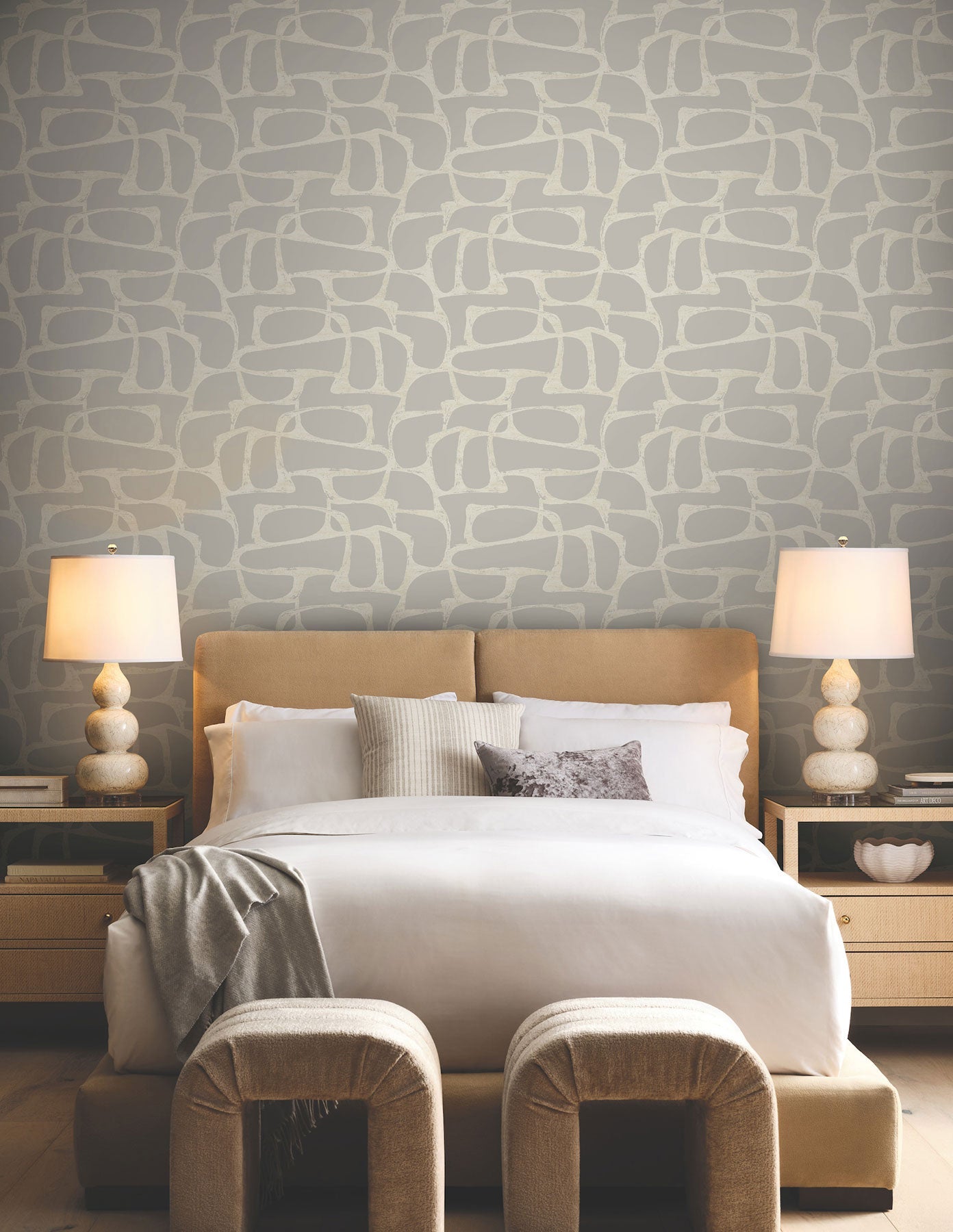 Candice Olson Craftsman Geometric Taupe Decadence Wallpaper by York Wallcoverings
