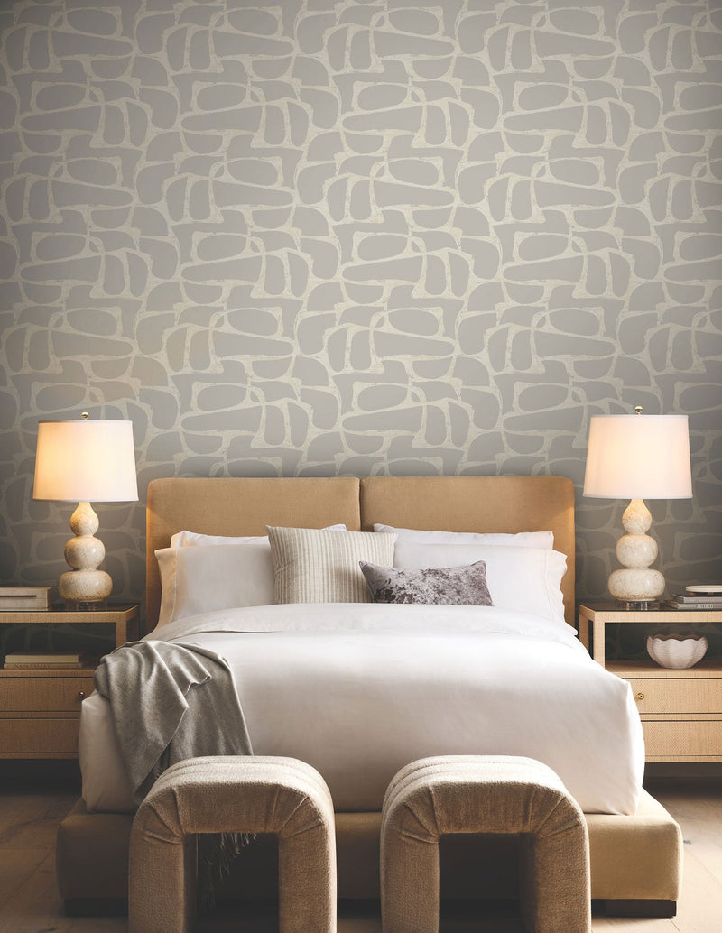 Candice Olson Craftsman Geometric Taupe Decadence Wallpaper by York Wallcoverings