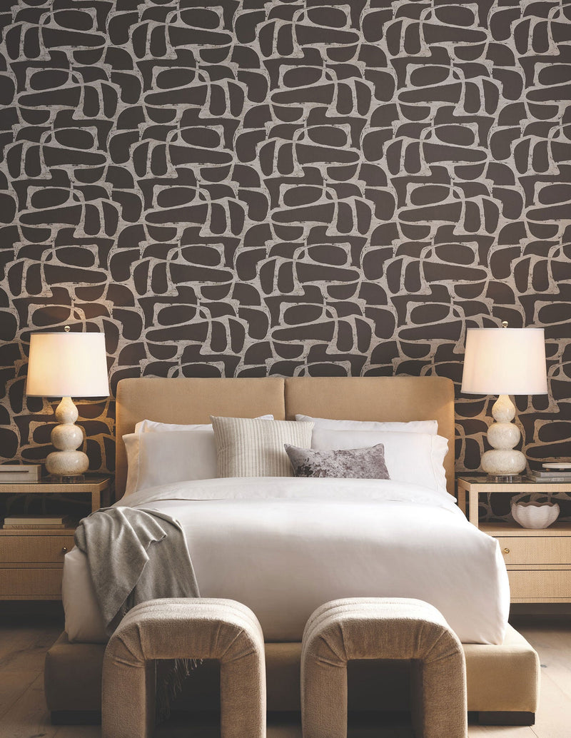 Candice Olson Craftsman Geometric Mocha Decadence Wallpaper by York Wallcoverings