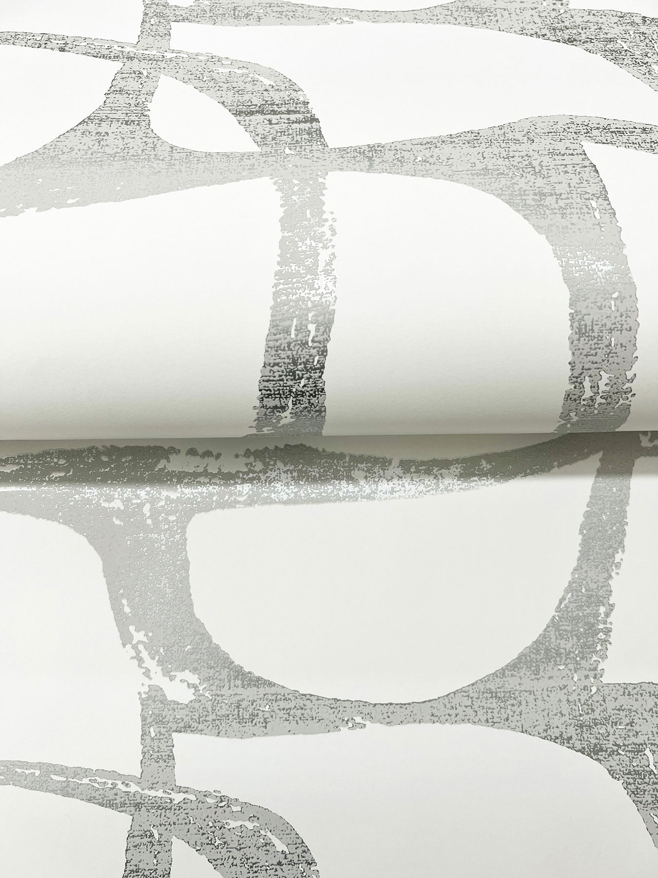 Candice Olson Craftsman Geometric White & Silver Decadence Wallpaper by York Wallcoverings