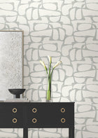 Candice Olson Craftsman Geometric White & Silver Decadence Wallpaper by York Wallcoverings