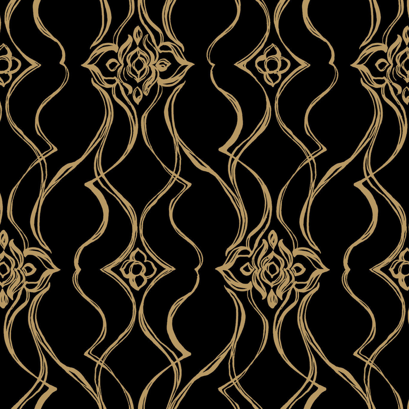 Candice Olson Pirouette Black & Gold Decadence Wallpaper by York Wallcoverings
