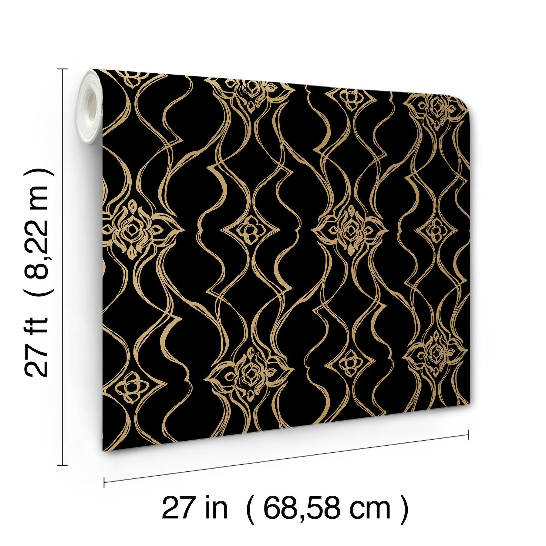 Candice Olson Pirouette Black & Gold Decadence Wallpaper by York Wallcoverings