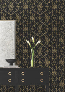 Candice Olson Pirouette Black & Gold Decadence Wallpaper by York Wallcoverings