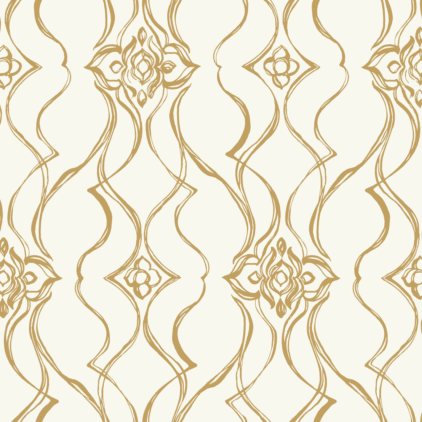 Candice Olson Pirouette White & Gold Decadence Wallpaper by York Wallcoverings