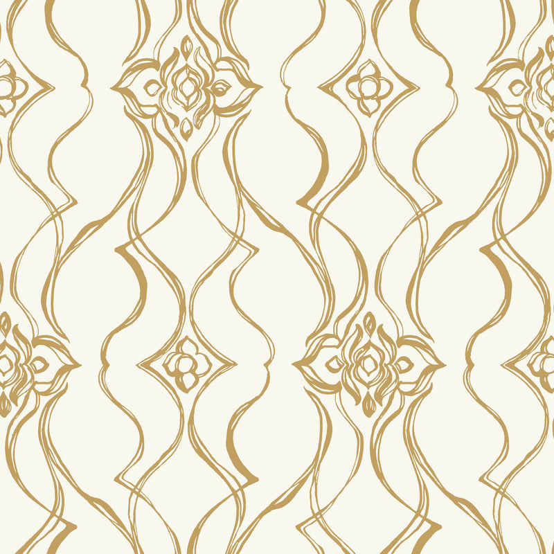 Candice Olson Pirouette White & Gold Decadence Wallpaper by York Wallcoverings