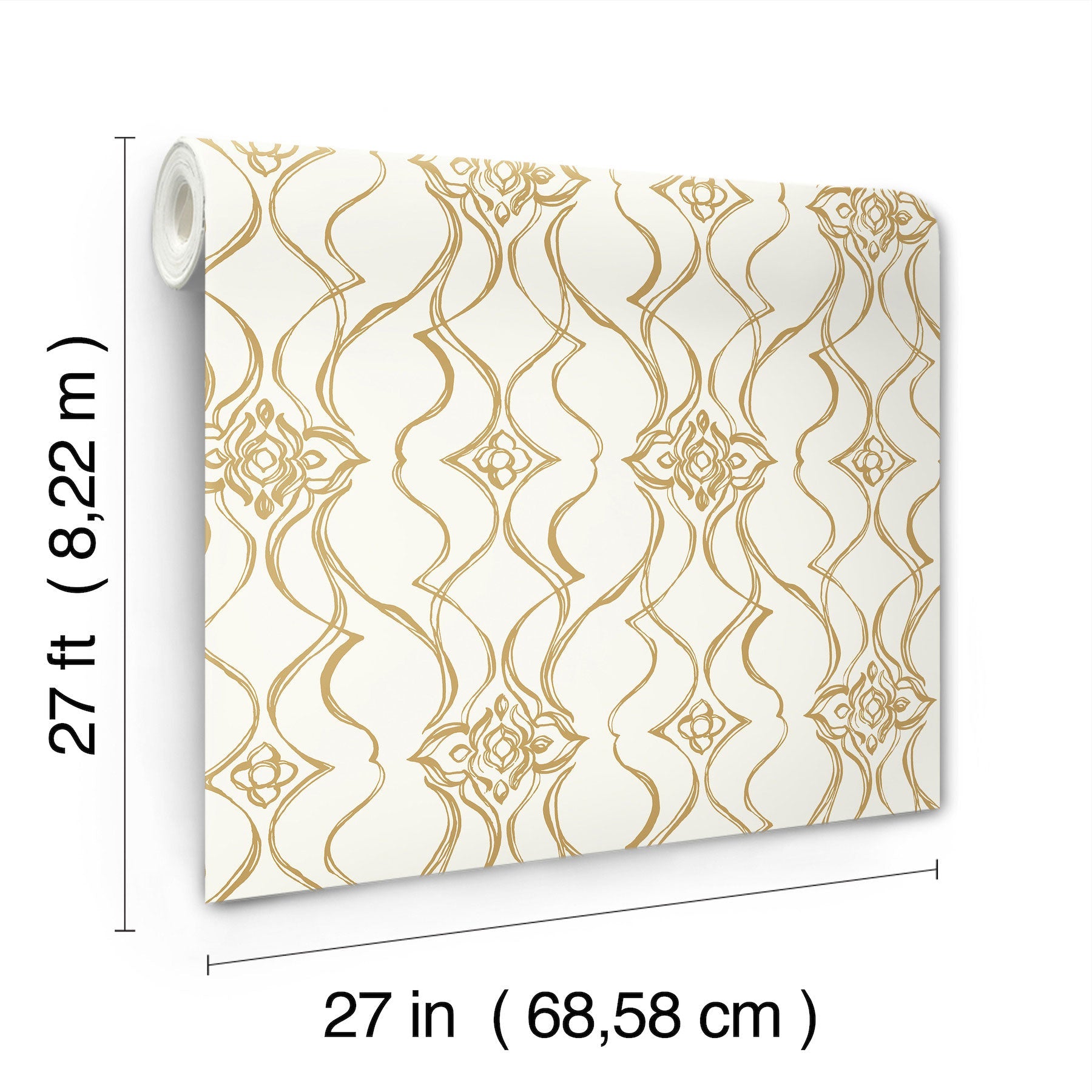 Candice Olson Pirouette White & Gold Decadence Wallpaper by York Wallcoverings