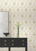 Candice Olson Pirouette White & Gold Decadence Wallpaper by York Wallcoverings