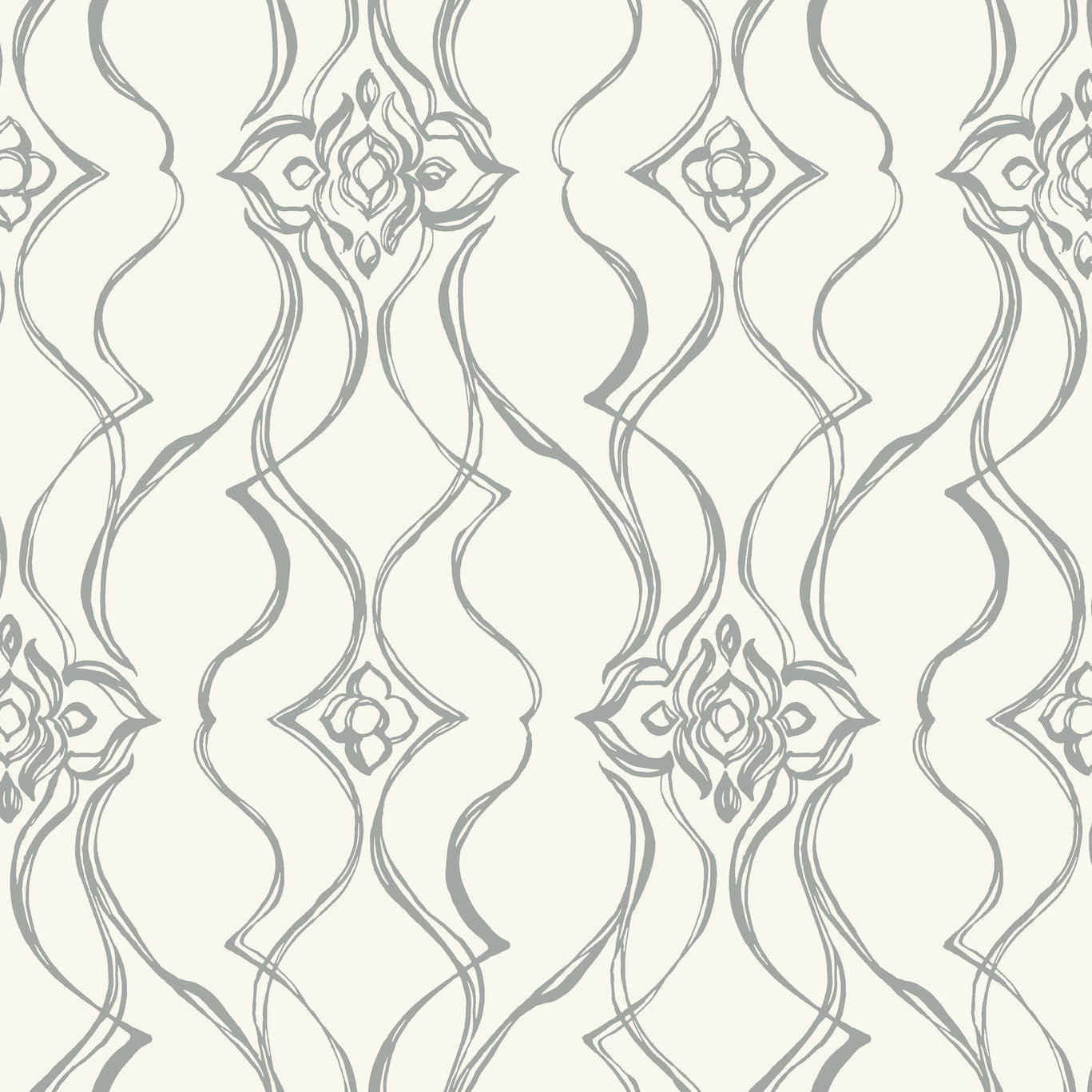 Candice Olson Pirouette White & Silver Decadence Wallpaper by York Wallcoverings