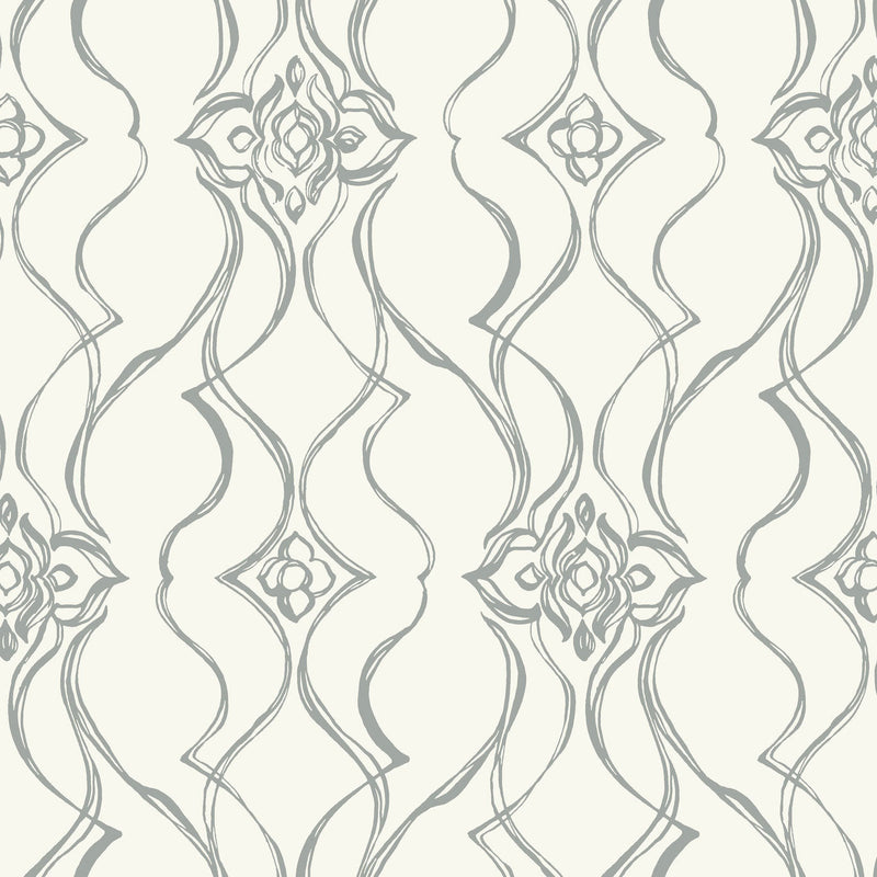 Candice Olson Pirouette White & Silver Decadence Wallpaper by York Wallcoverings
