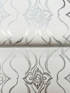 Candice Olson Pirouette White & Silver Decadence Wallpaper by York Wallcoverings