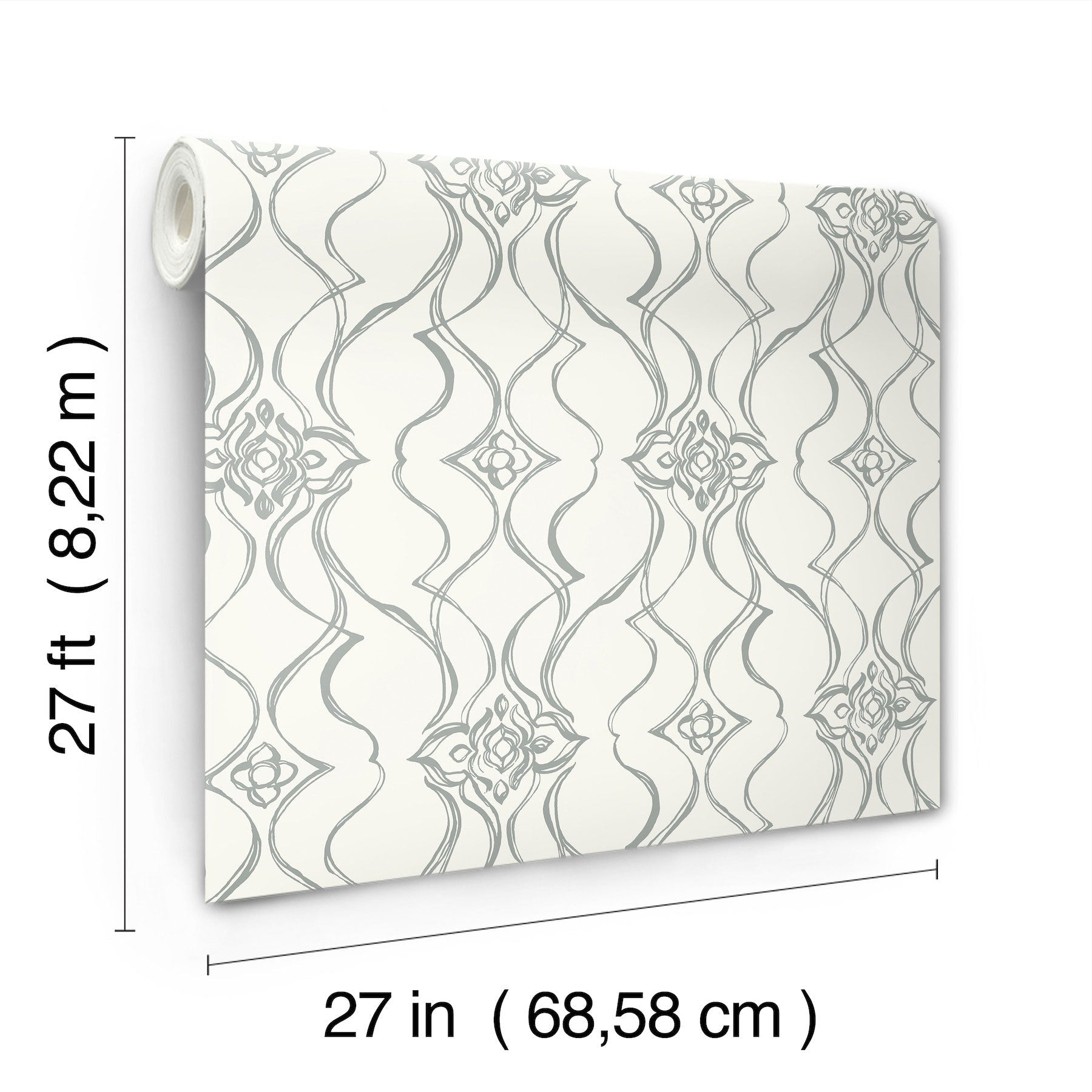 Candice Olson Pirouette White & Silver Decadence Wallpaper by York Wallcoverings