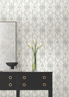 Candice Olson Pirouette White & Silver Decadence Wallpaper by York Wallcoverings