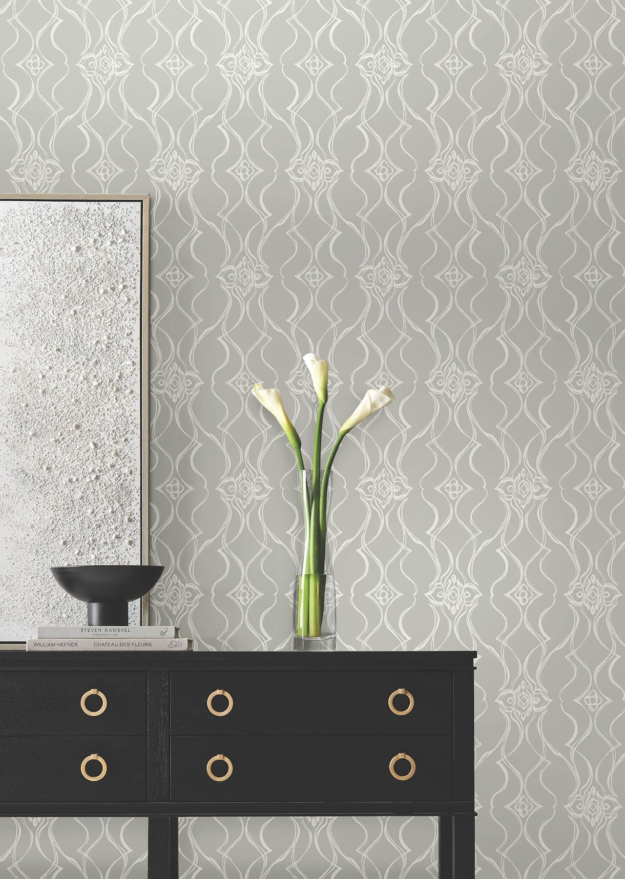 Candice Olson Pirouette Grey Decadence Wallpaper by York Wallcoverings