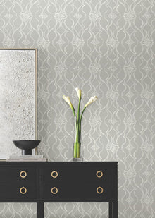 Candice Olson Pirouette Grey Decadence Wallpaper by York Wallcoverings