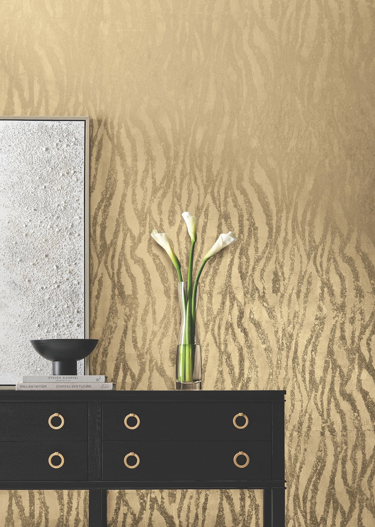 Candice Olson Zebra Chic Antique Gold Decadence Wallpaper by York Wallcoverings
