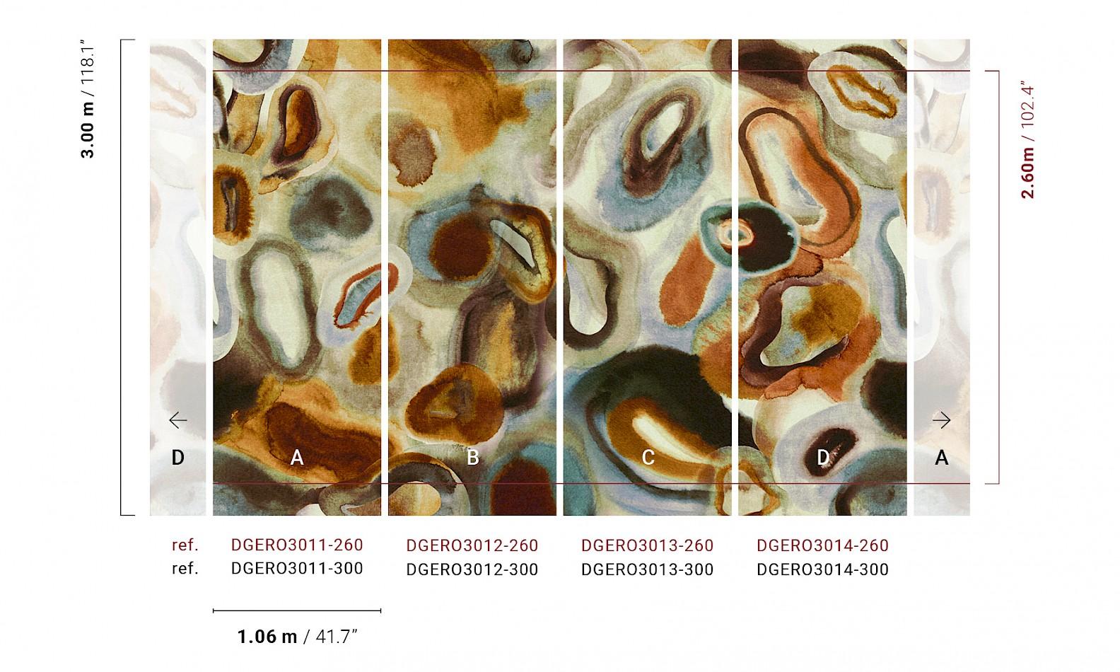 DGERO3011-3014 Acharius Rust Mural by Masureel